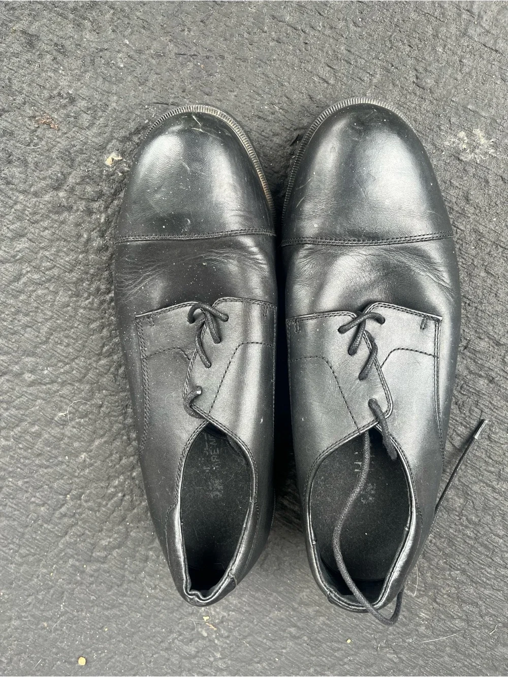 Shoes For Crews Black Leather Cap-Toe Derby Oxfords